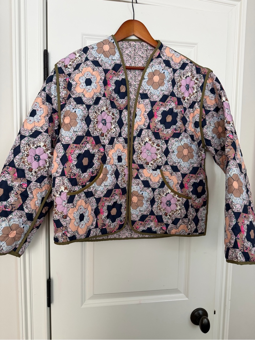 Quilted Floral Patchwork Bomber Jacket - Multicolor